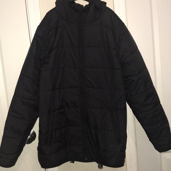 The Hundreds puffy black jacket with hood.